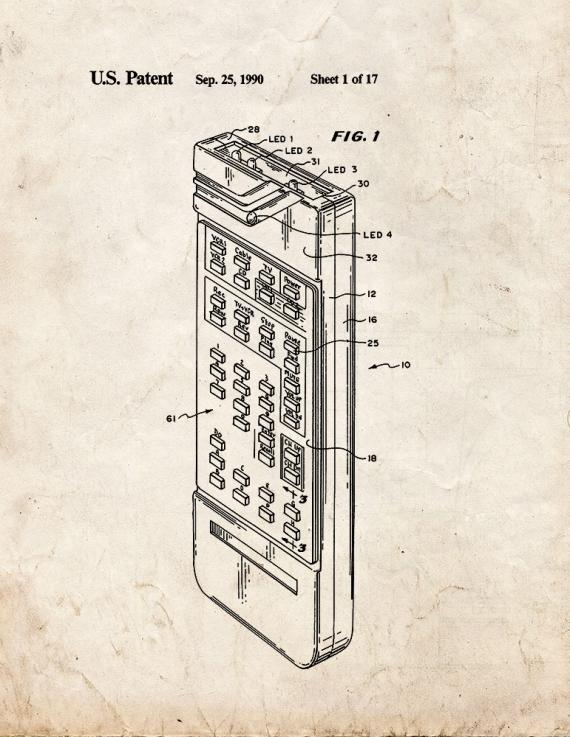 Universal Remote Control Device Patent Print