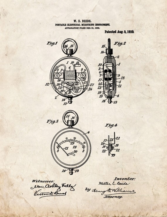 Portable Electrical Measuring Instrument Patent Print