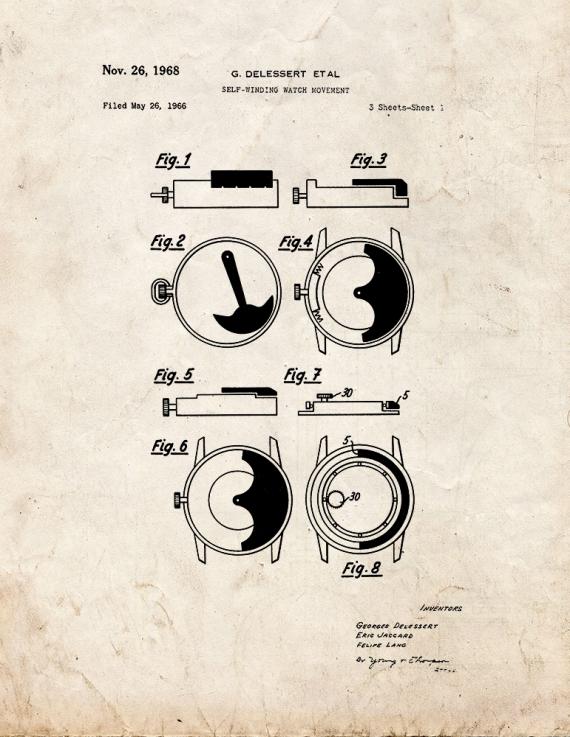 Self-winding Watch Movement Patent Print