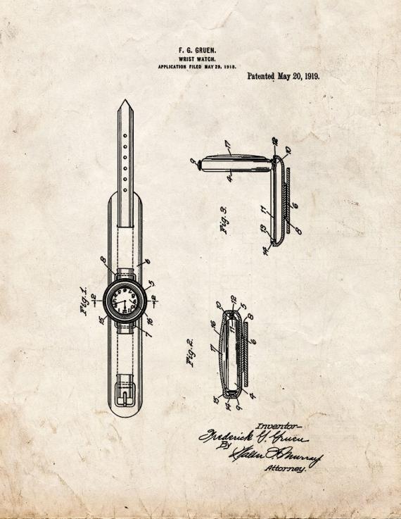 Wrist Watch Patent Print