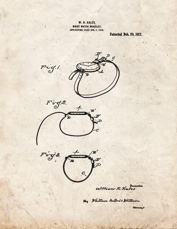 Wrist-watch Bracelet Patent Print