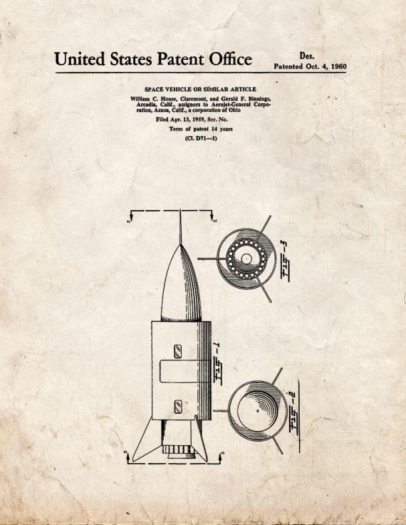 Space Vehicle Patent Print