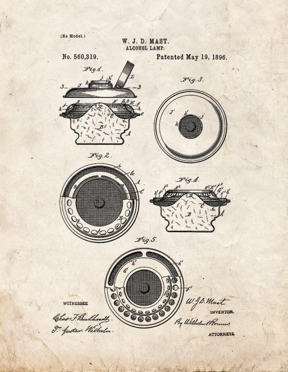 Alcohol Lamp Patent Print