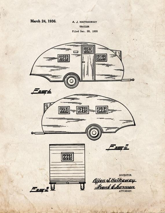 Camper Trailer Patent Print