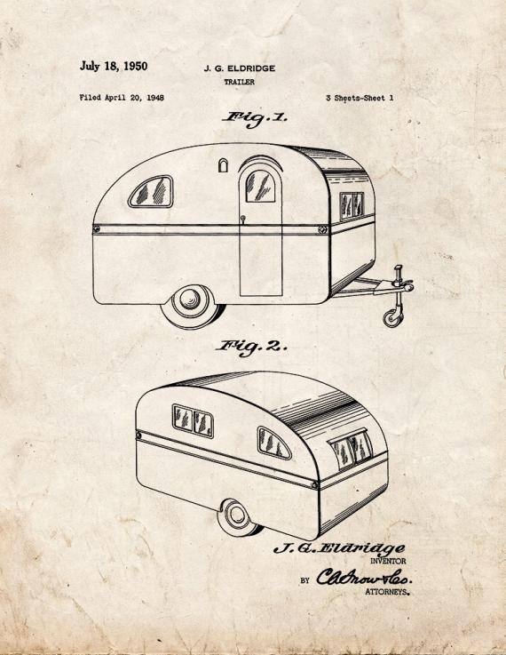 Camper Trailer Patent Print