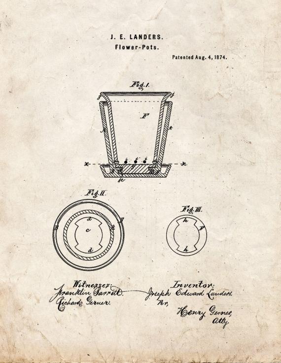 Flower Pot Patent Print