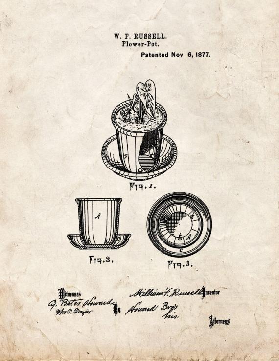 Flower Pot Patent Print