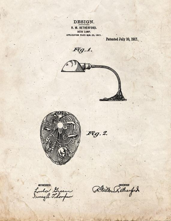 Desk Lamp Patent Print