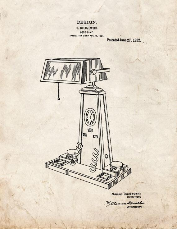 Desk Lamp Patent Print