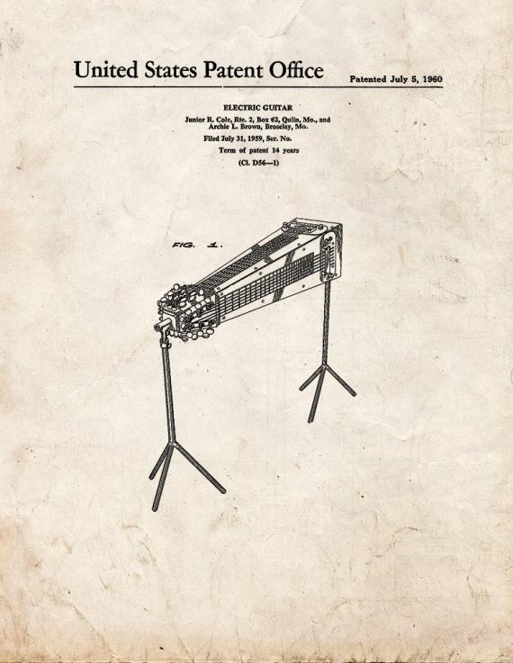 Electric Guitar Patent Print