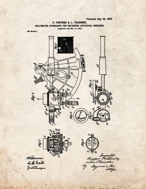 Collimator-gyroscope for Obtaining Artificial Horizons Patent Print