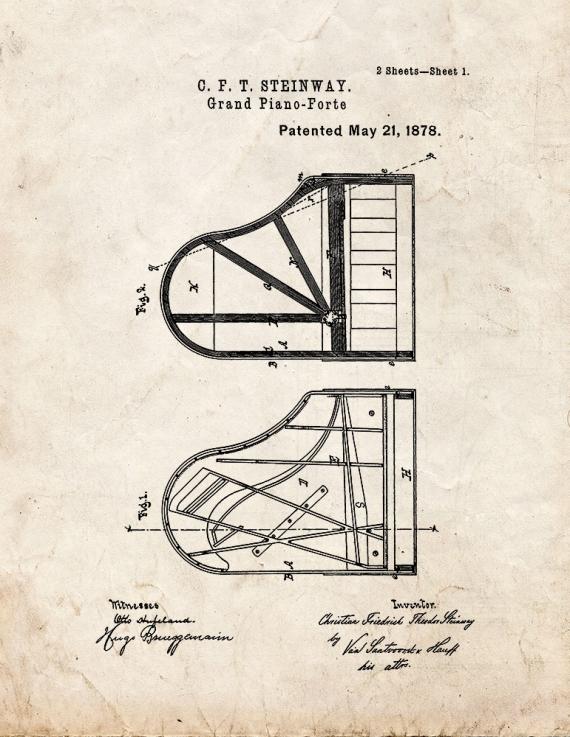Grand Piano-Fortes Patent Print