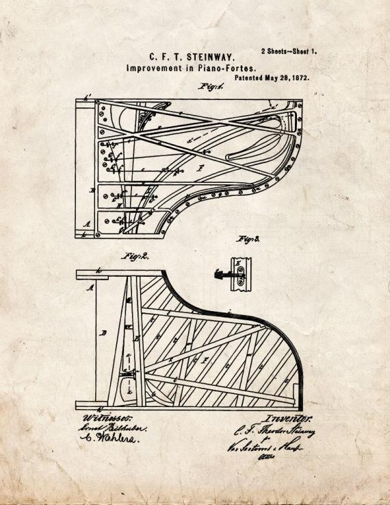 Improvement In Piano-Fortes Patent Print