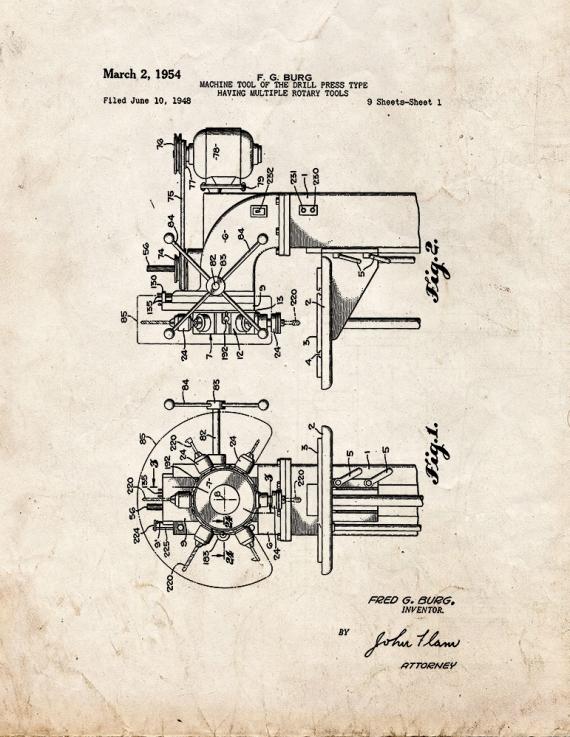 Drill Press Patent Print