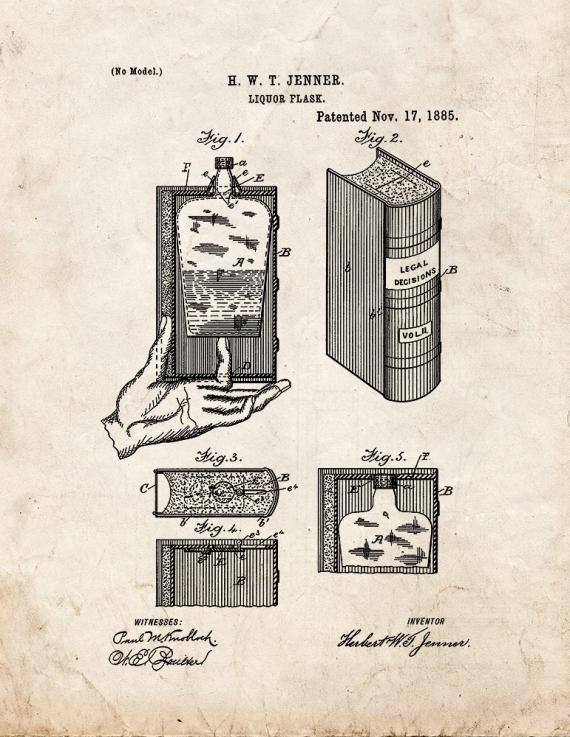 Liquor Flask Patent Print