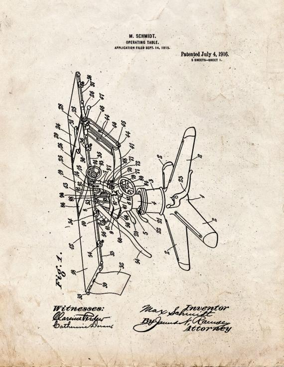 Operating Table Patent Print