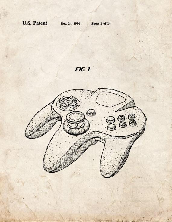 Nintendo Controller Patent Print
