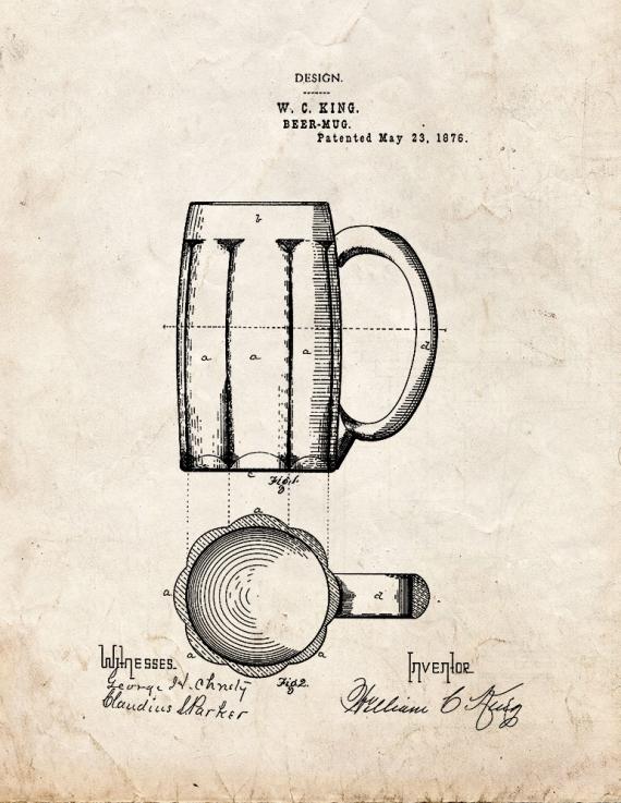Beer Mug Patent Print