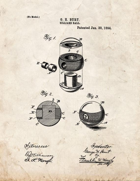 Billiard Ball Patent Print