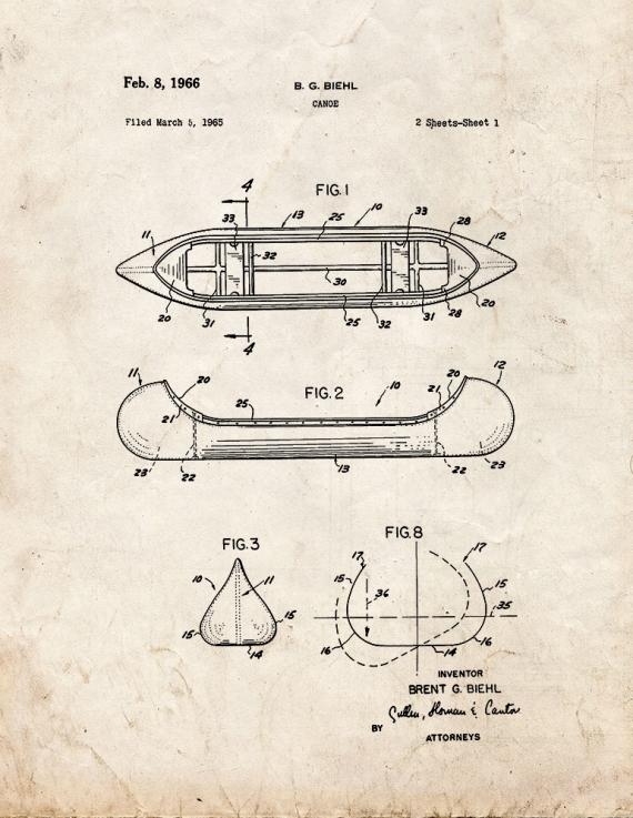 Canoe Patent Print