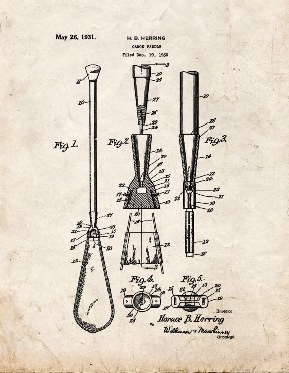 Canoe Paddle Patent Print