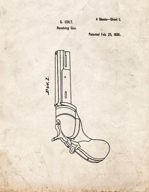 Colt Revolver Patent Print
