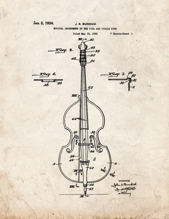 Violin Patent Print