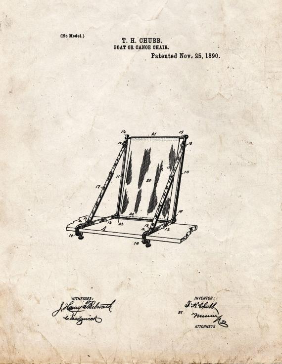 Boat Or Canoe Chair Patent Print