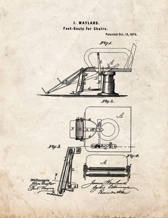 Foot-Rest For Chairs Patent Print