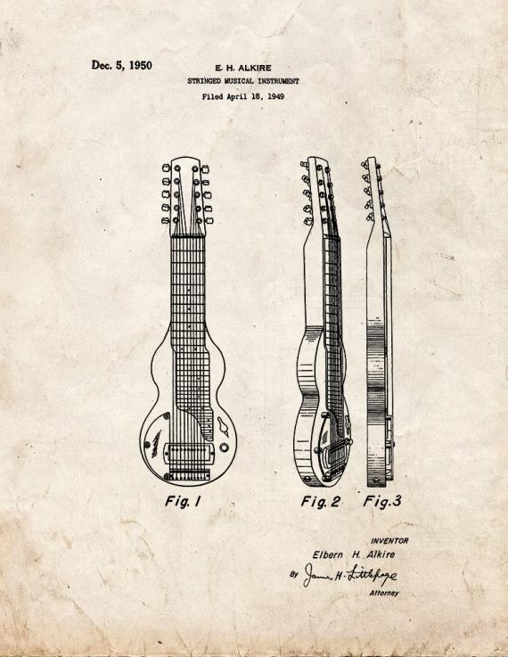 Stringed Musical Instrument Patent Print