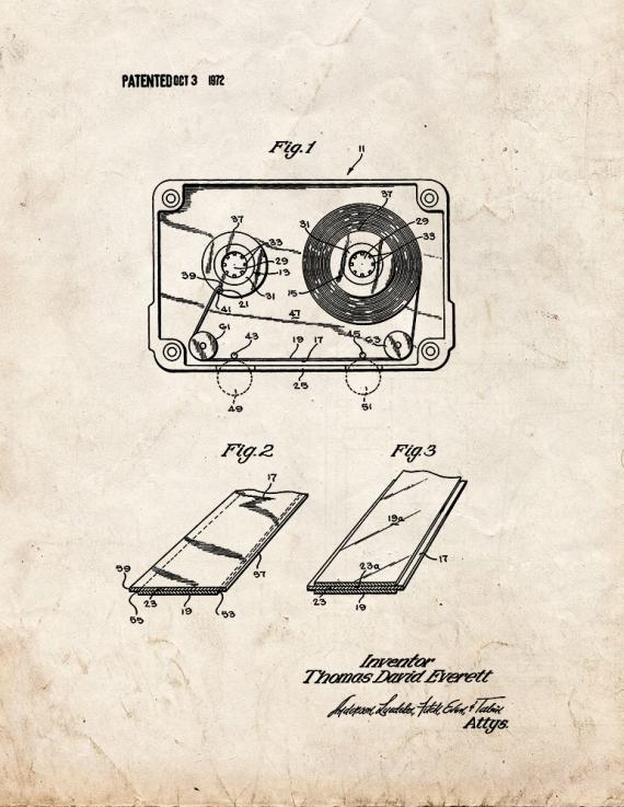 Cassette Tape Assembly Patent Print