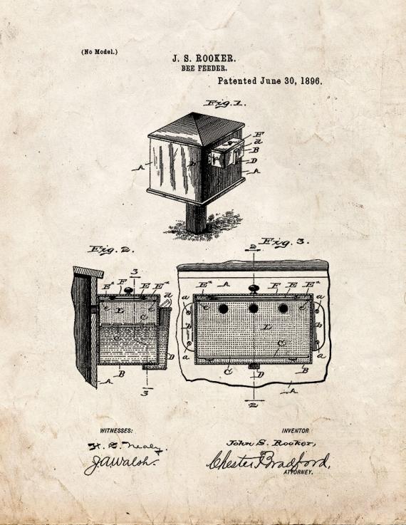 Bee Feeder Patent Print