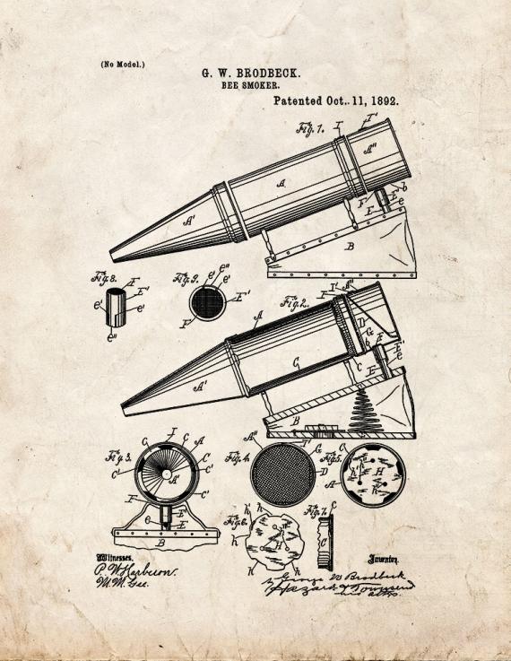 Bee Smoker Patent Print