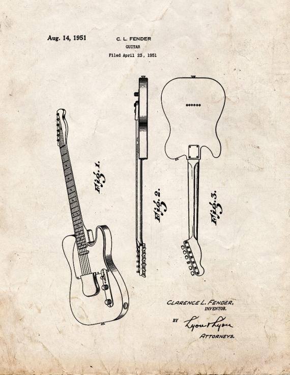 The Clarence Fender Telecaster Patent Print