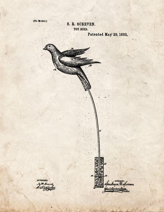 Toy Bird Patent Print