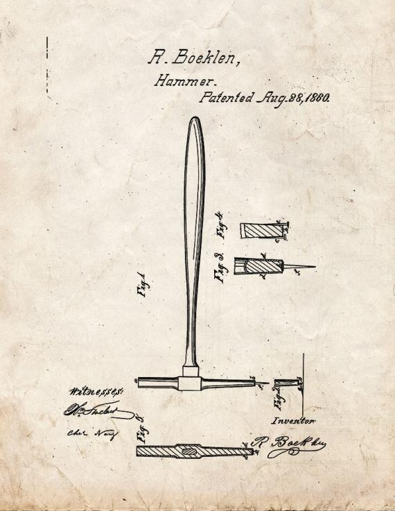 Hammer Patent Print