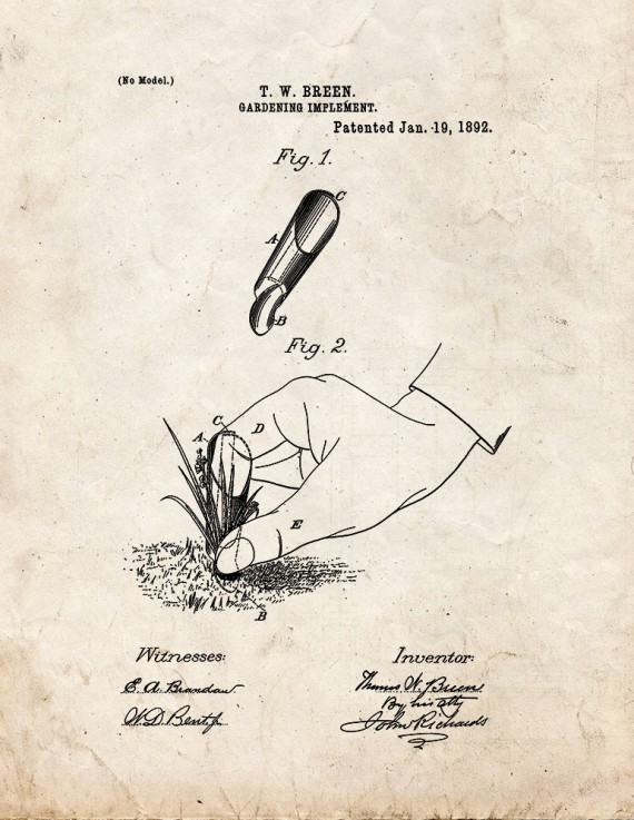 Gardening Implement Patent Print