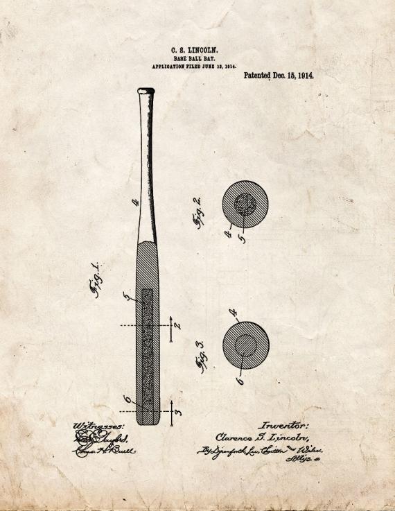 Baseball Bat Patent Print