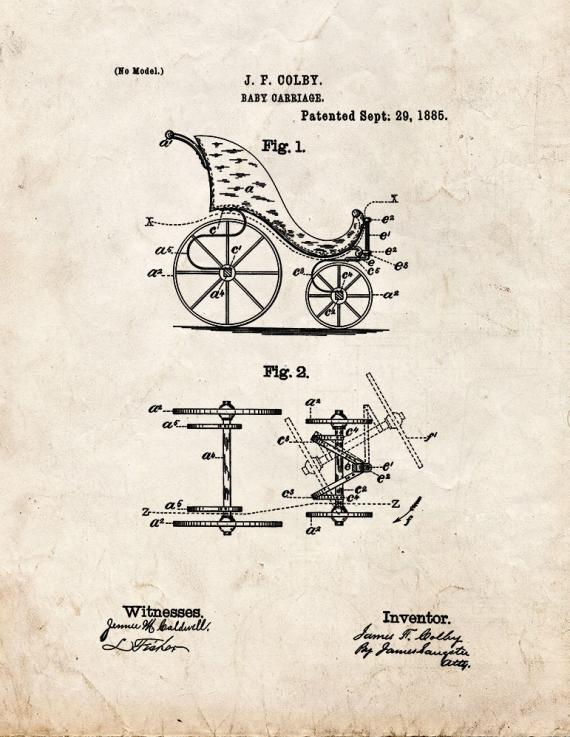 Baby Stroller Patent Print