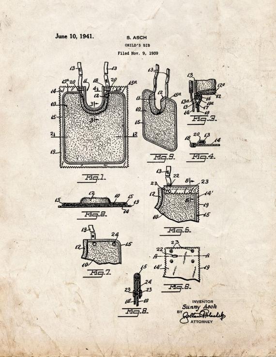 Child's Bib Patent Print