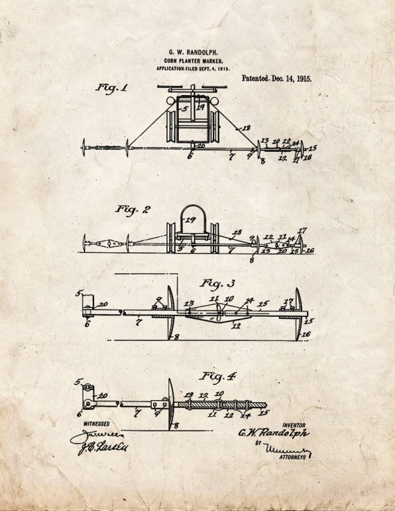 Corn-planter Marker Patent Print