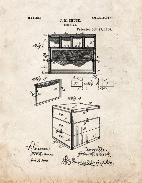 Beehive Patent Print