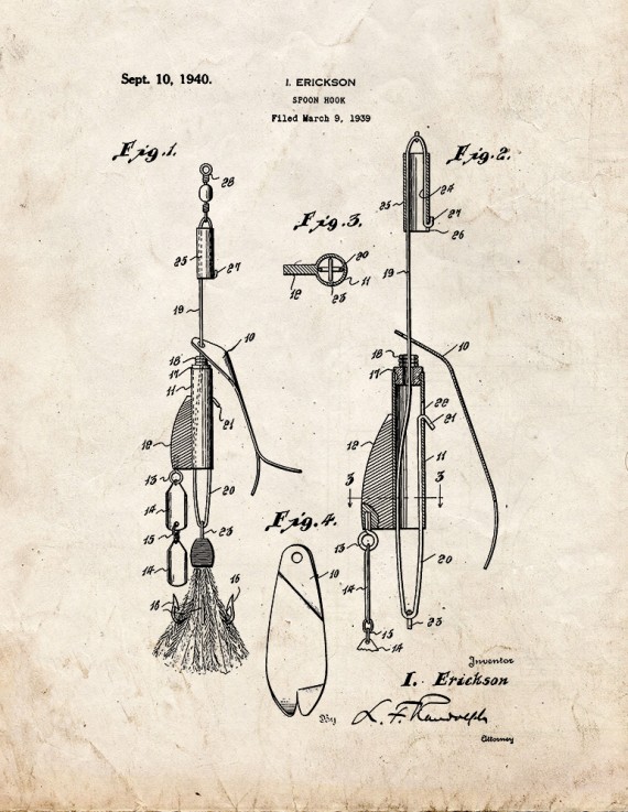 Spoon Hook Patent Print
