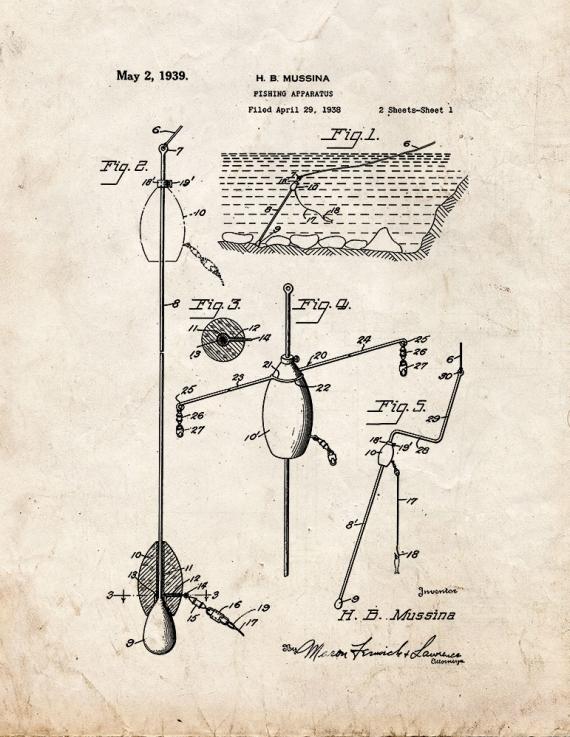 Fishing Apparatus Patent Print