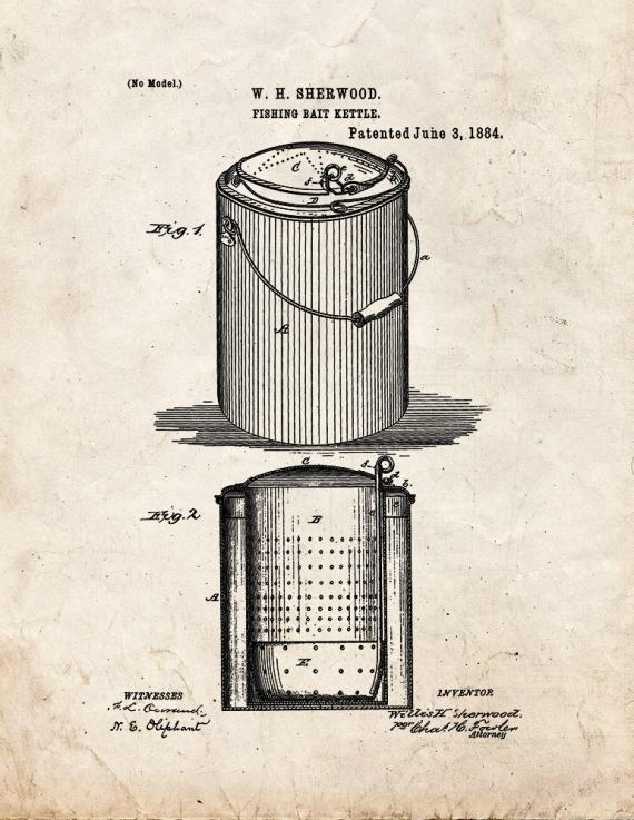 Fishing Bait Kettle Patent Print