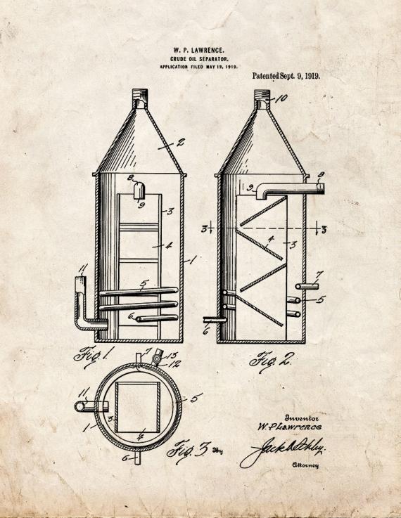 Crude Oil Separator Patent Print