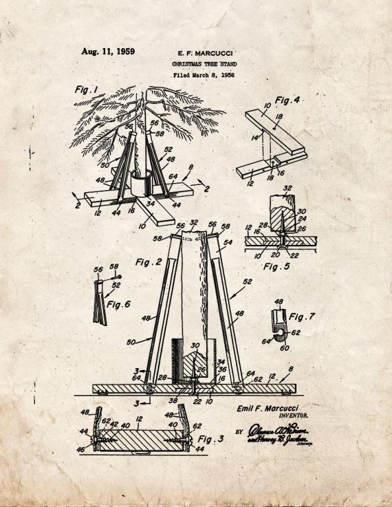 Christmas Tree Stand Patent Print
