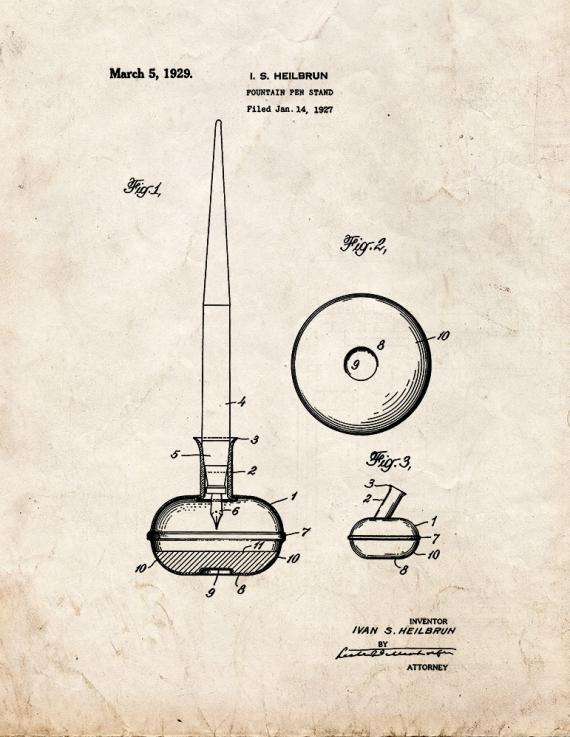 Fountain Pen Stand Patent Print