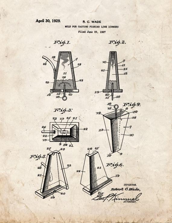 Mold for Casting Fishing-line Sinkers Patent Print
