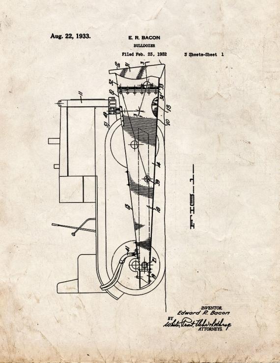 Bulldozer Patent Print